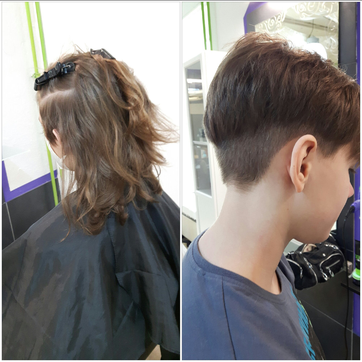 Vorher-Nachher-Bild Haarschnitt